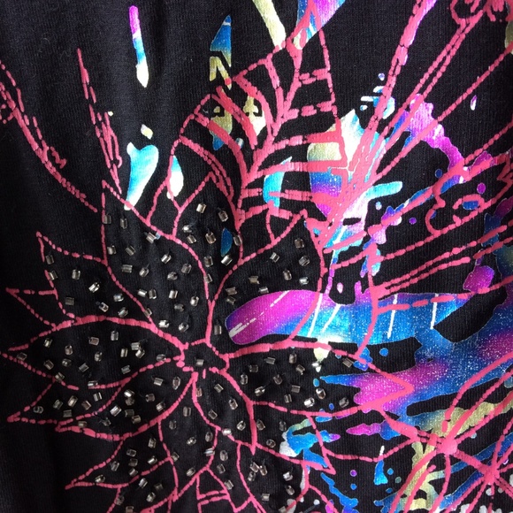 Black printed long sleeve blouse - Picture 3 of 5